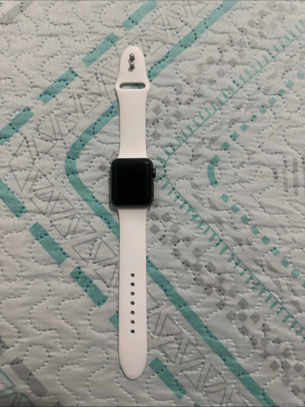 Apple White Smartwatch with Black Display